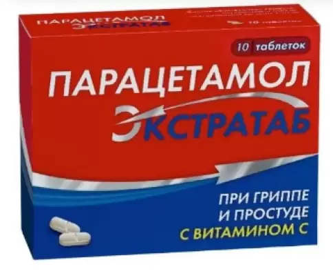 Парацетамол Экстратаб Таблетки 500мг+150мг №10 произодства Оболенское ФП ЗАО