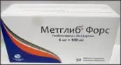 Метглиб Форс Таблетки п/о 5мг+500мг №30 от Канонфарма Продакшн ЗАО