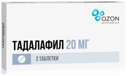 Тадалафил Таблетки п/о 20мг №2 произодства Озон ФК ООО