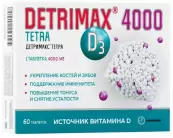 Детримакс тетра 4000 Витамин Д3 Таблетки п/о 4000МЕ №60 от Грокам, Польша