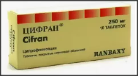 Цифран Таблетки 250мг №10 произодства Ранбакси Лабораториз Лтд.